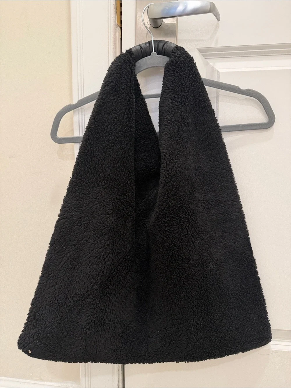 MM6 Maison Margiela Japanese Faux Shearling Tote Bag Black Large Unisex Auth‎